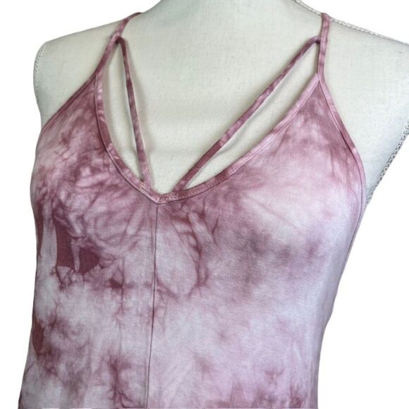 American Eagle Outfitters Strappy Tank Dress Pink White Marble S - Picture 2 of 10